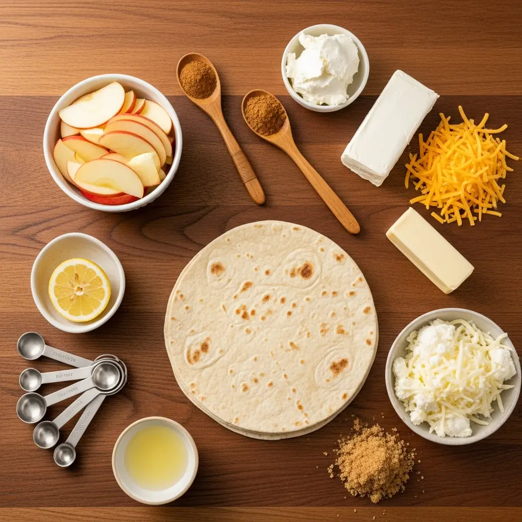 Ingredients for Apple Cinnamon Breakfast Quesadillas