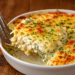 Alfredo Chicken Lasagna baked to golden perfection