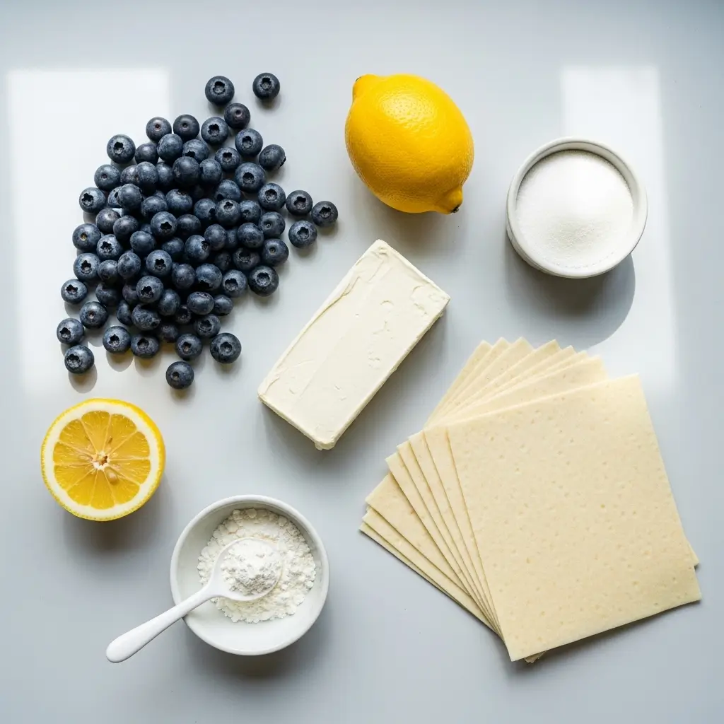 Ingredients for Blueberry Cream Cheese Egg Rolls