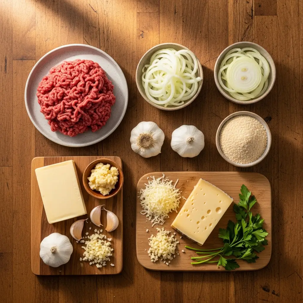 Ingredients for Cheesy French Onion Meatballs