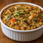 Chicken Wild Rice Casserole baked golden