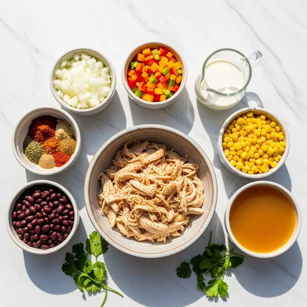 ingredients for creamy chicken enchilada soup