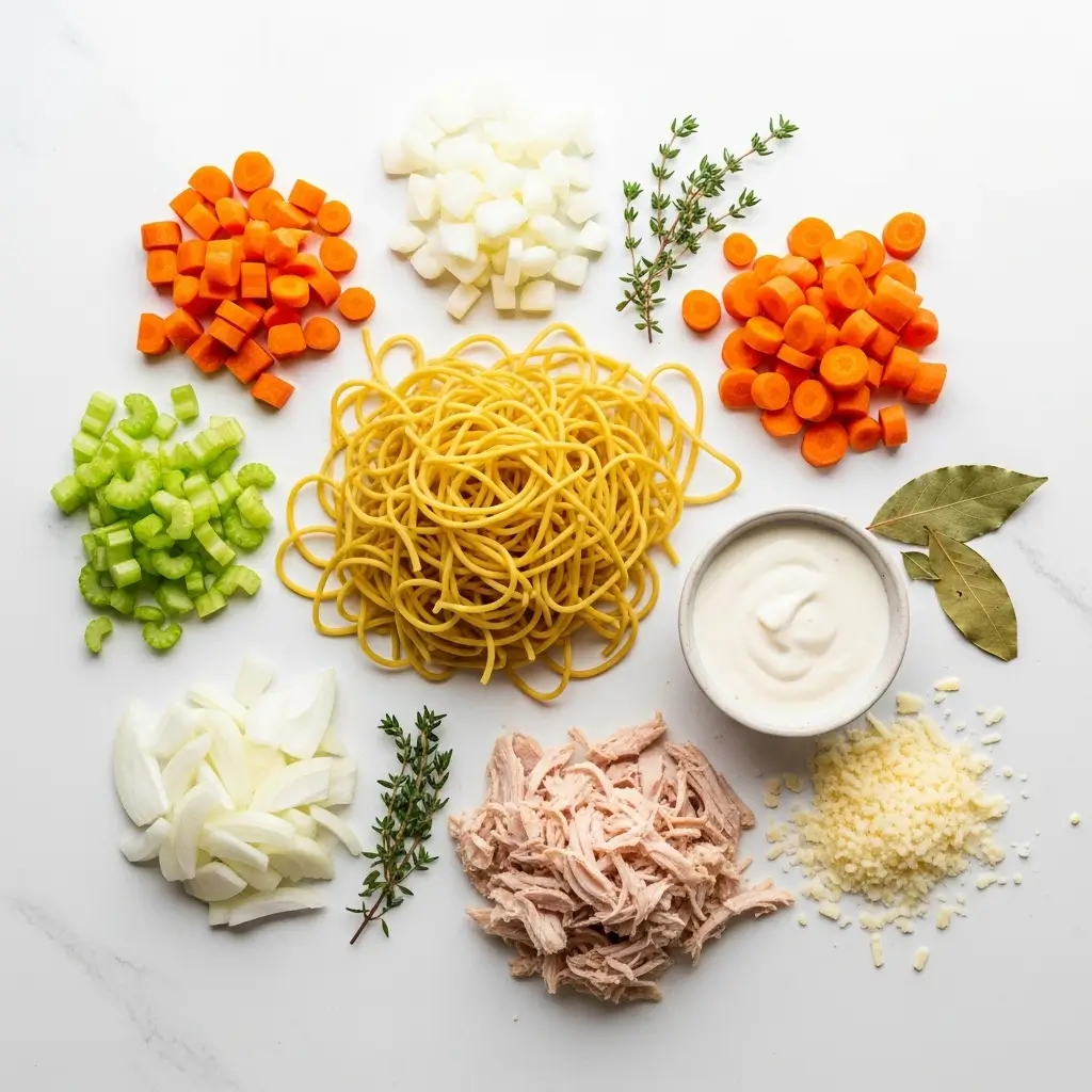 Ingredients for Creamy Turkey Noodle Soup