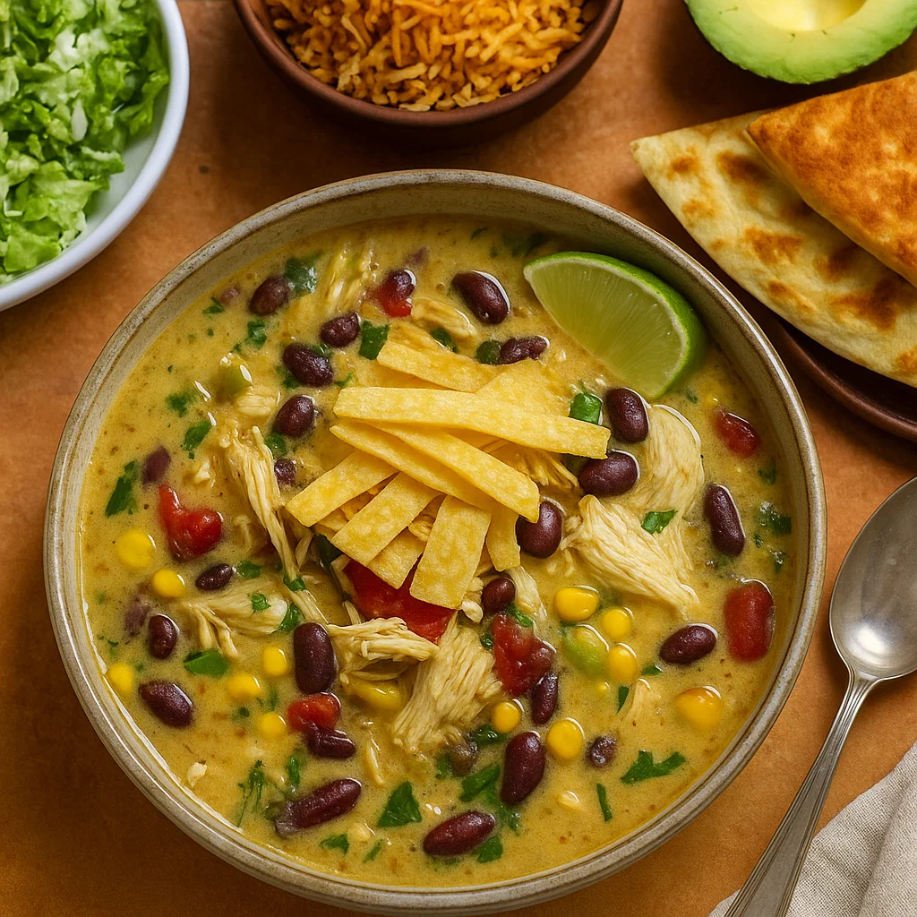 Crock Pot Chicken Fajita Soup served with toppings