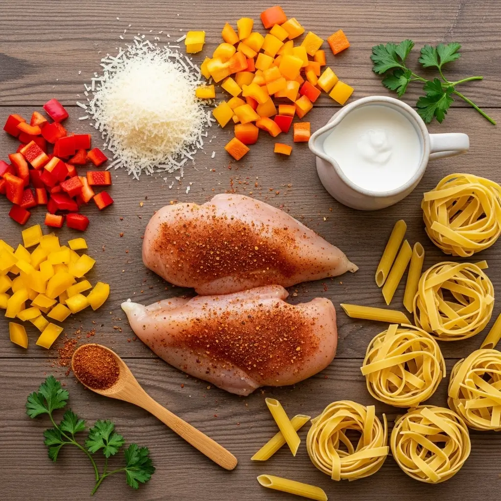 Crock Pot Creamy Cajun Chicken Pasta ingredients