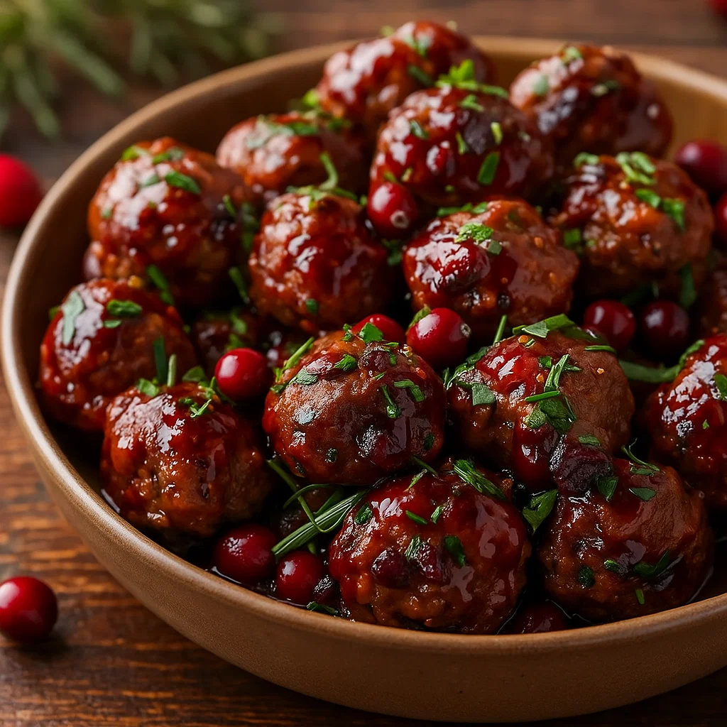 Easy Christmas Cranberry Meatballs holiday appetizer