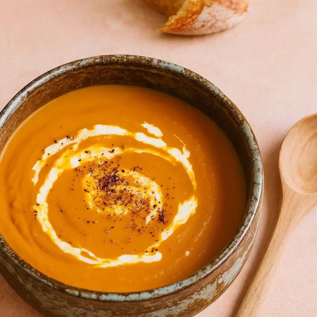 Easy Recipe For Carrot-Ginger Soup in bowl with garnish