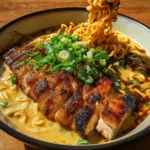 Fiery Chicken Ramen with Creamy Garlic Sauce