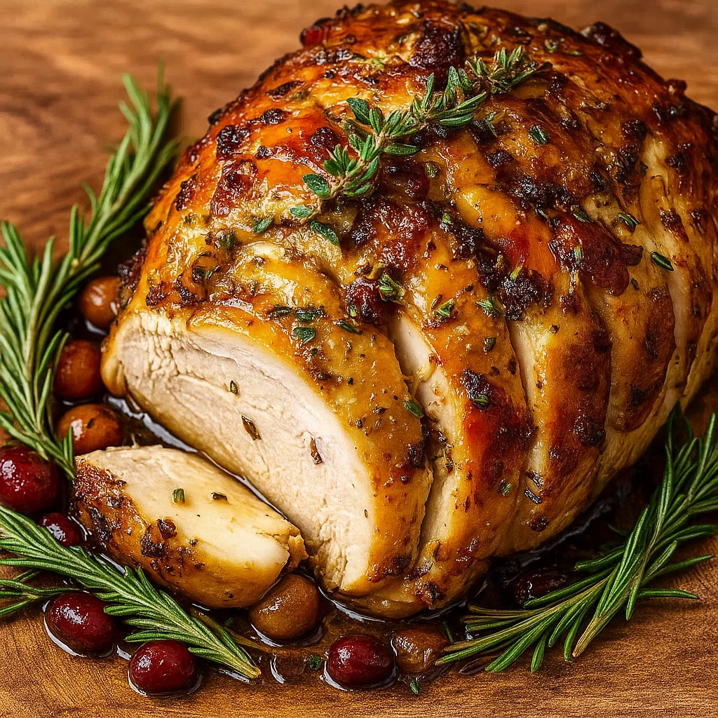 Foolproof Boneless Turkey Breast Recipe on wooden table