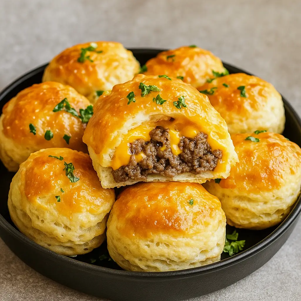 Garlic Parmesan Cheeseburger Bombs freshly baked