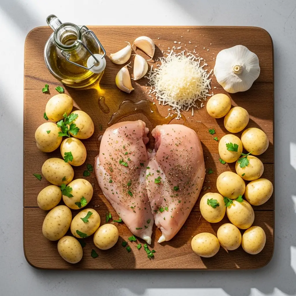 Ingredients for Irresistible Garlic Parmesan Crockpot Chicken