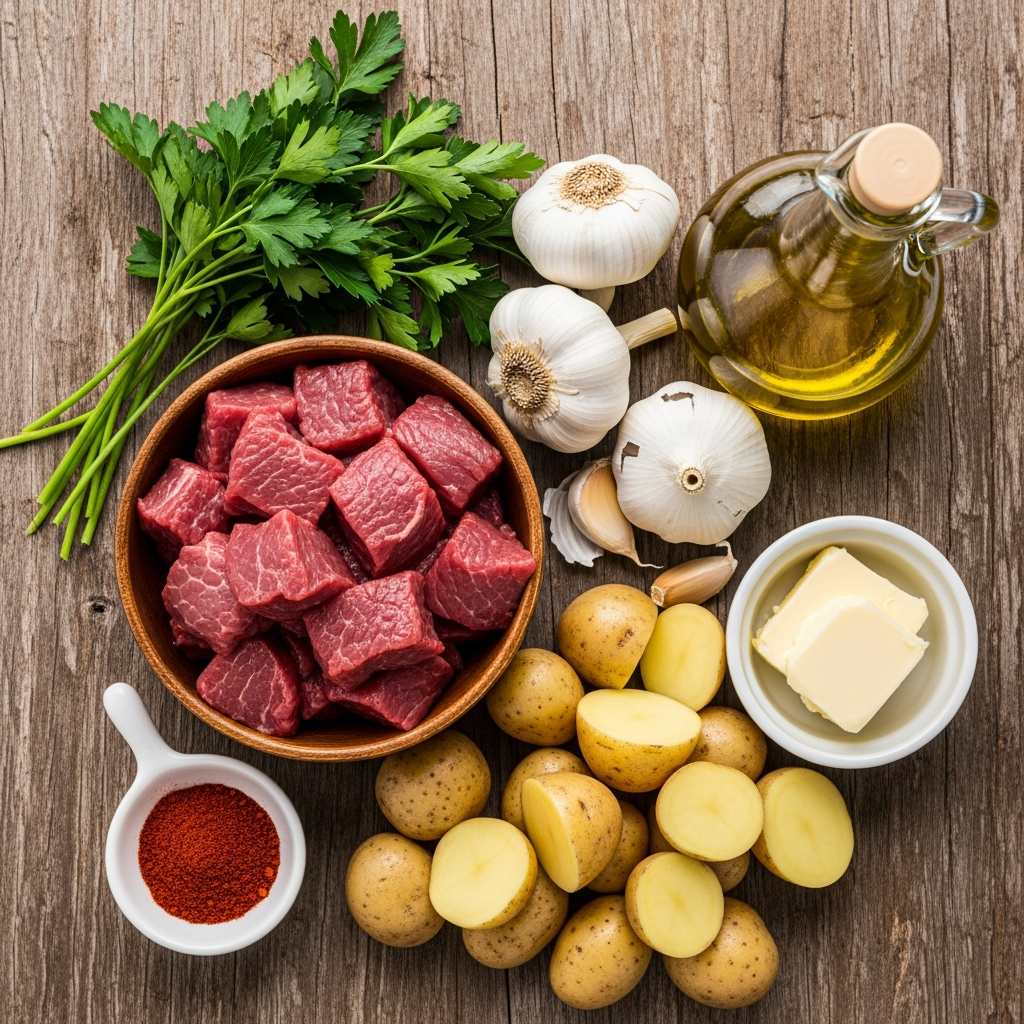 Garlic Steak Bites and Potatoes Ingredients