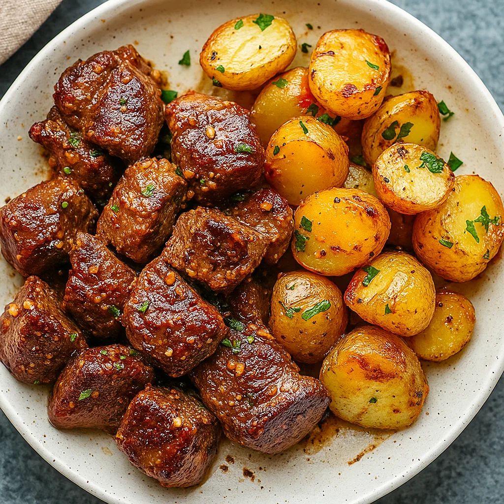 Garlic Steak Bites and Potatoes Recipe