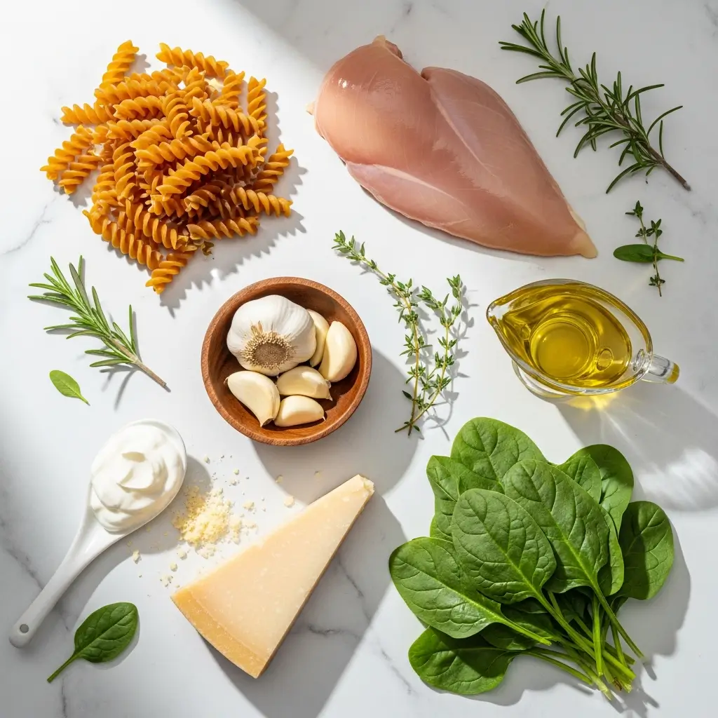 Healthy Garlic Parmesan Chicken Pasta Ingredients