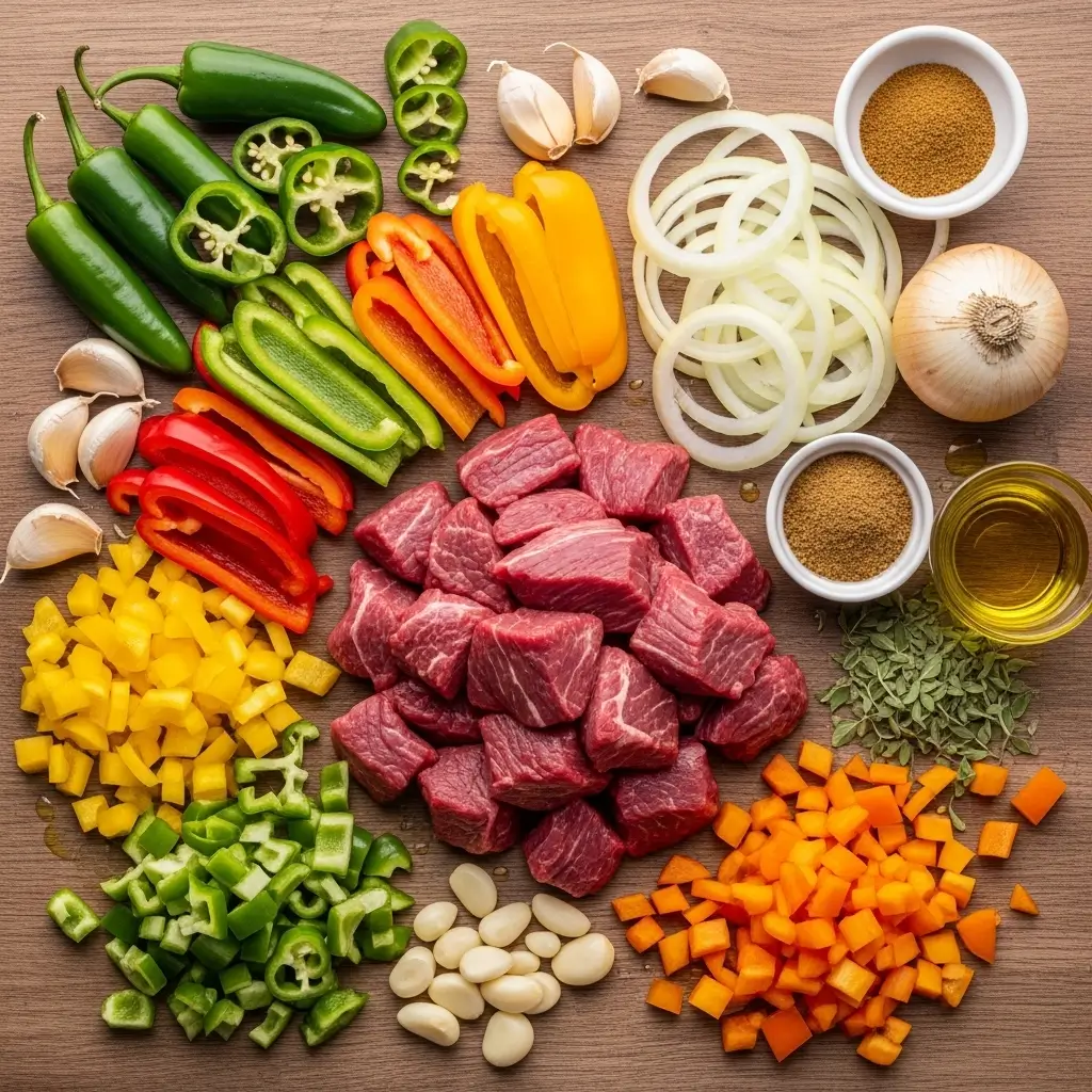 Ingredients for Hearty Green Chile Stew