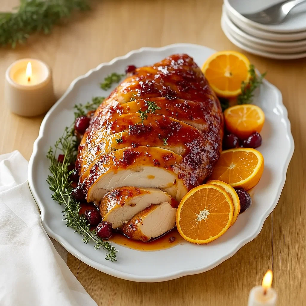 Juicy Cranberry Orange Glazed Turkey Breast