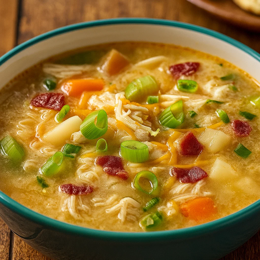 Million Dollar Soup in a bowl with vegetables and cream