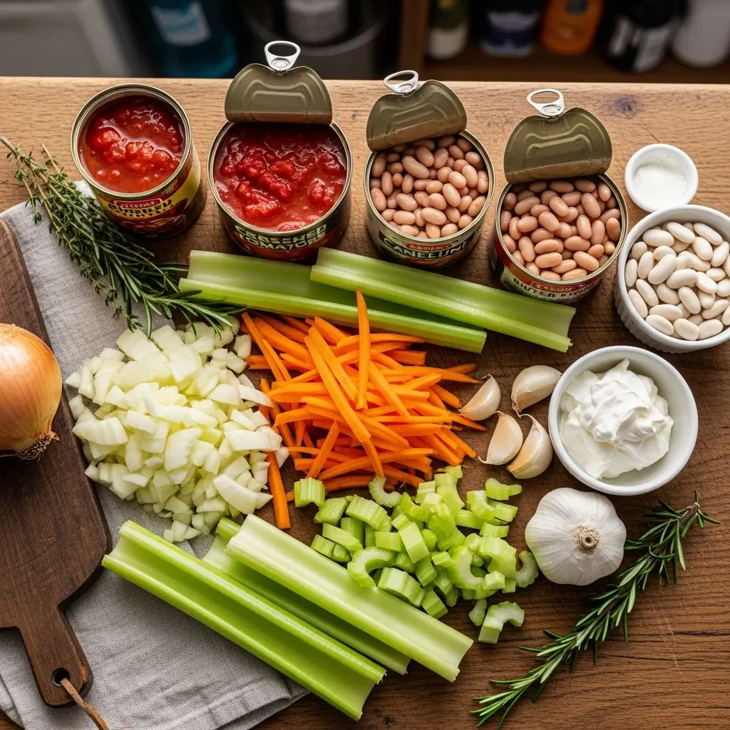 Million Dollar Soup ingredients flat lay