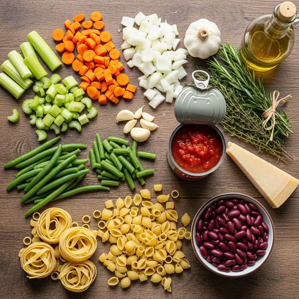 Minestrone Soup Ingredients on Table