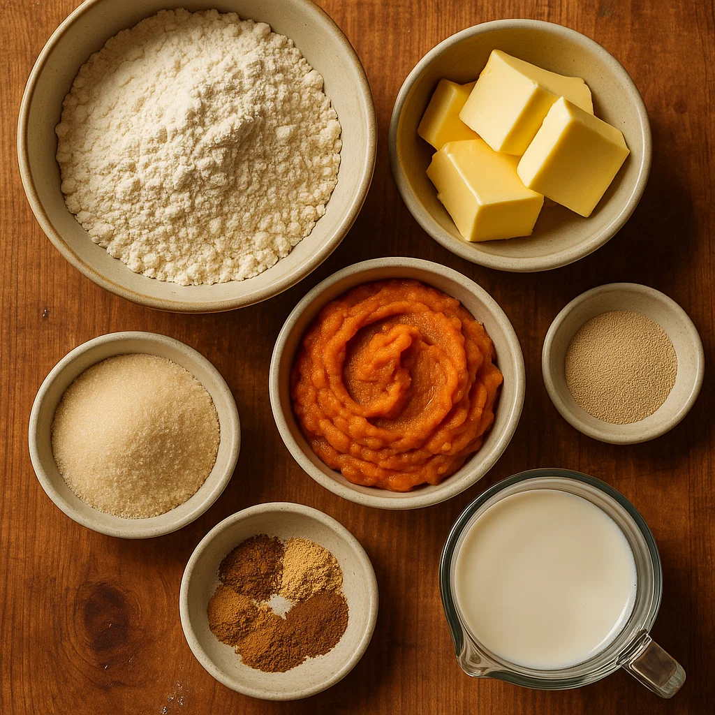 Pumpkin Chai Cinnamon Rolls Ingredients Display
