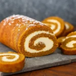 Pumpkin Rolls soft cake with cream cheese filling
