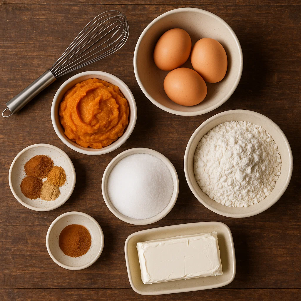 Pumpkin Roll ingredients on table