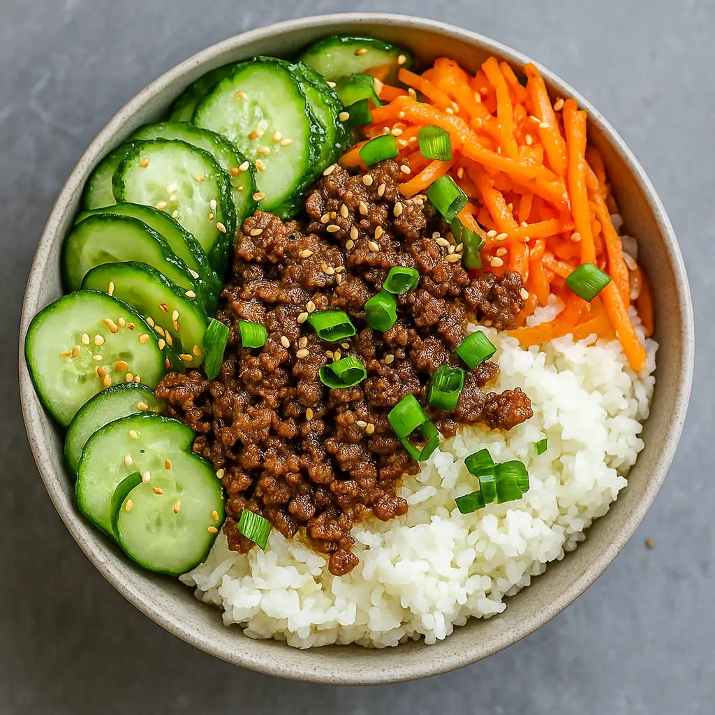 Quick & Easy Korean Ground Beef Bowl with Rice and Egg