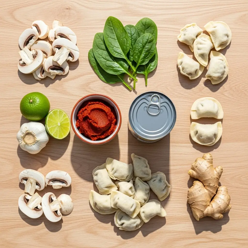 Red Curry Pot Sticker Soup Ingredients