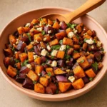 Roasted Sweet Potato Salad Recipe in a rustic bowl