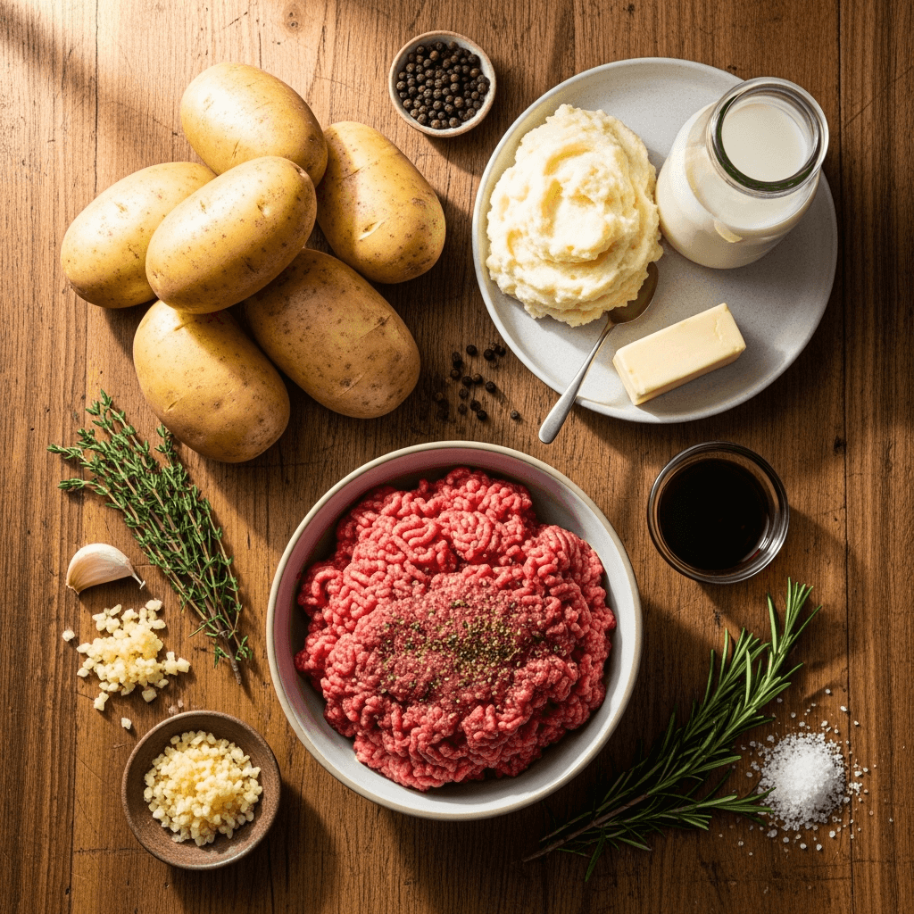 Ingredients for Salisbury Steak Meatballs With Garlic Herb Mashed Potatoes