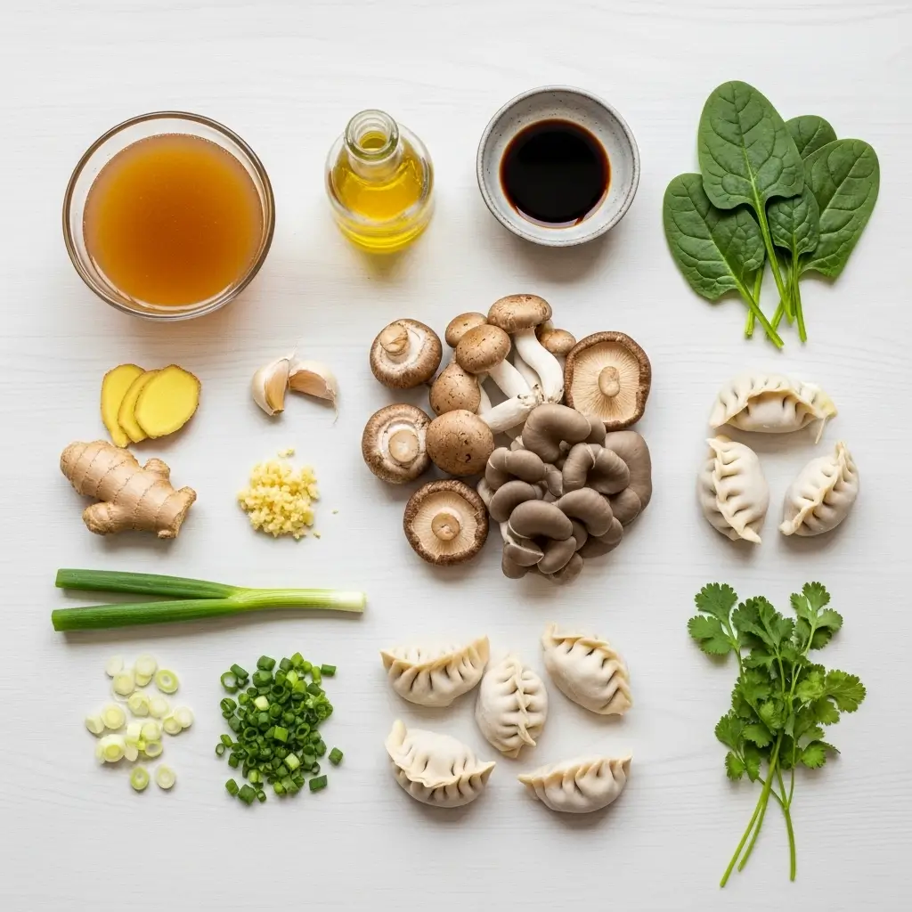 Ingredients for Savory Asian Dumpling Soup