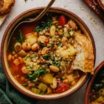 Simple But Perfect Vegetable Soup served in a rustic bowl