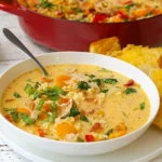 Simple But Perfect Vegetable Soup served in a rustic bowl