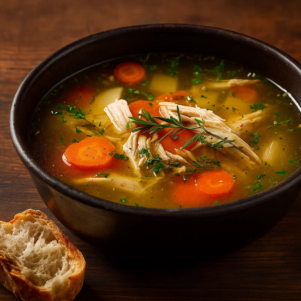 Slow Cooker Chicken Stew Recipe in rustic bowl