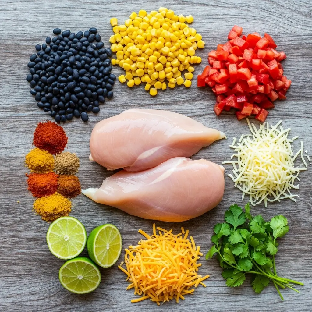 ingredients for flavorful slow cooker chicken tortilla soup