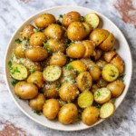 Slow Cooker Garlic Parmesan Potatoes in bowl
