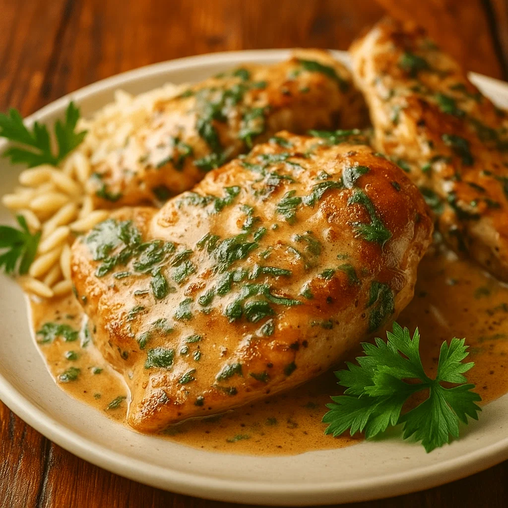 Slow Cooker Mustard Herb Chicken with Orzo