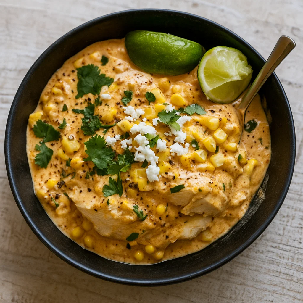 Slow Cooker Street Corn Chicken creamy Mexican-style dinner