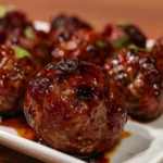 Spicy Cranberry BBQ Meatballs on a serving platter