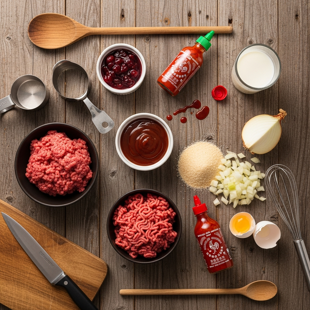 Ingredients for Spicy Cranberry BBQ Meatballs
