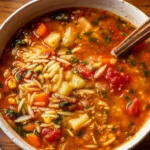 Vegetable Orzo Soup with Fresh Parsley and Parmesan