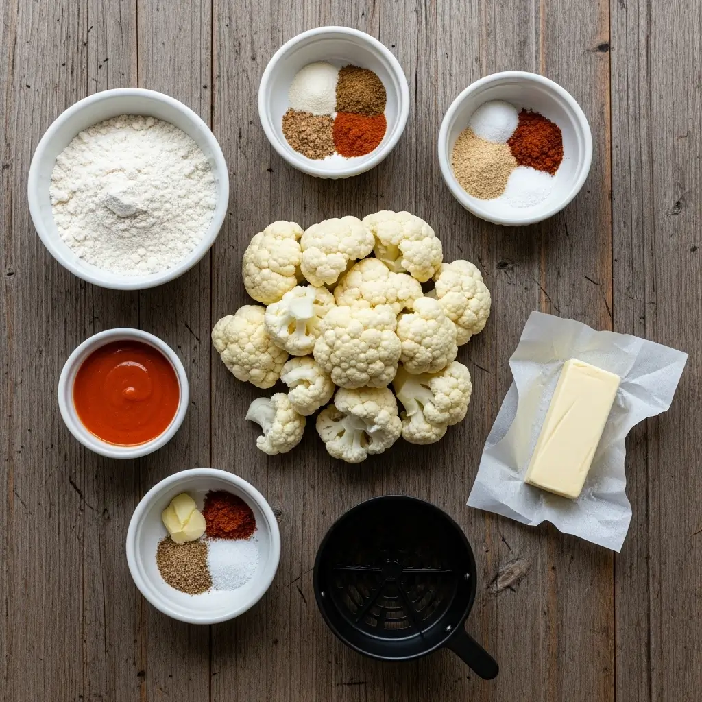 Air Fryer Buffalo Cauliflower Ingredients