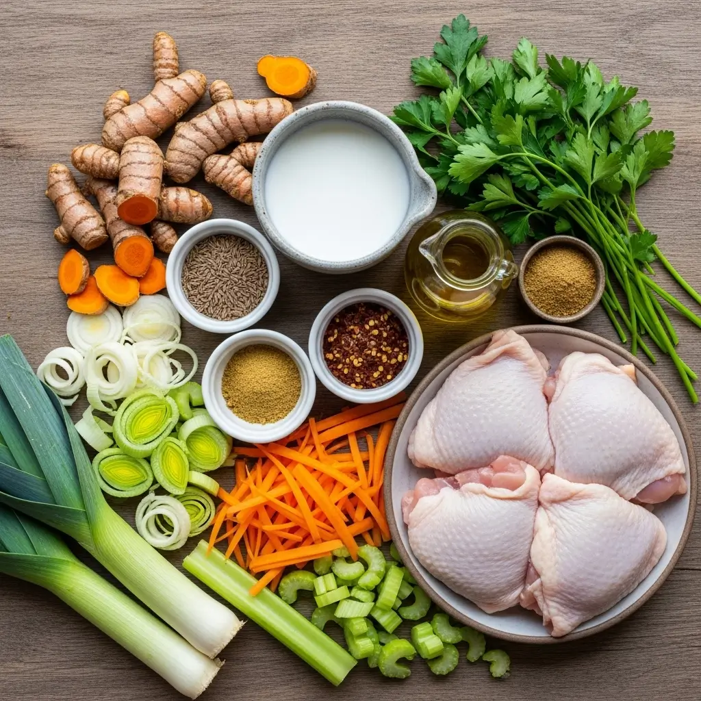 Ingredients for Best Anti Inflammatory Turmeric Chicken Soup