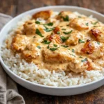 Best Smothered Chicken and Rice creamy comfort food