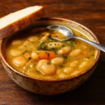 Butter Bean Soup in rustic bowl