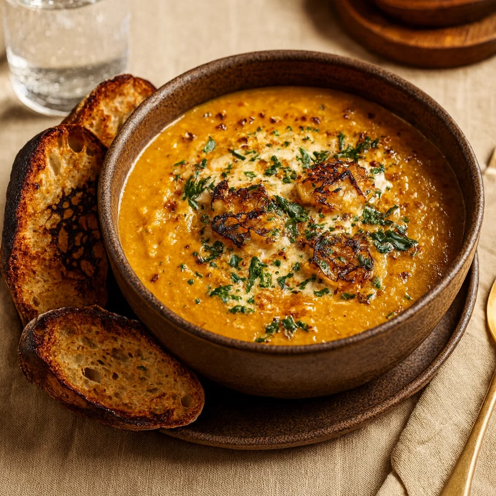 caramelized onion red lentil soup recipe