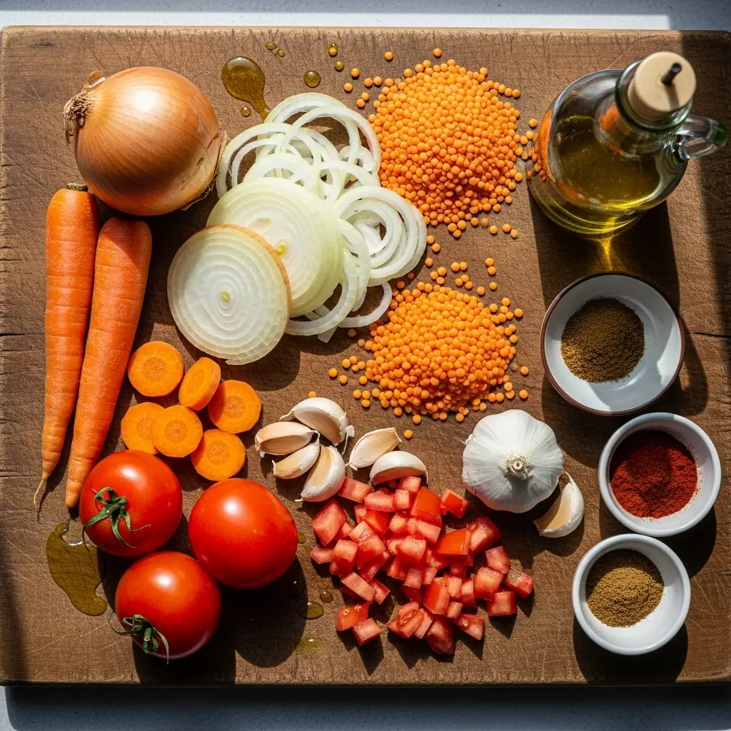 caramelized onion red lentil soup ingredients