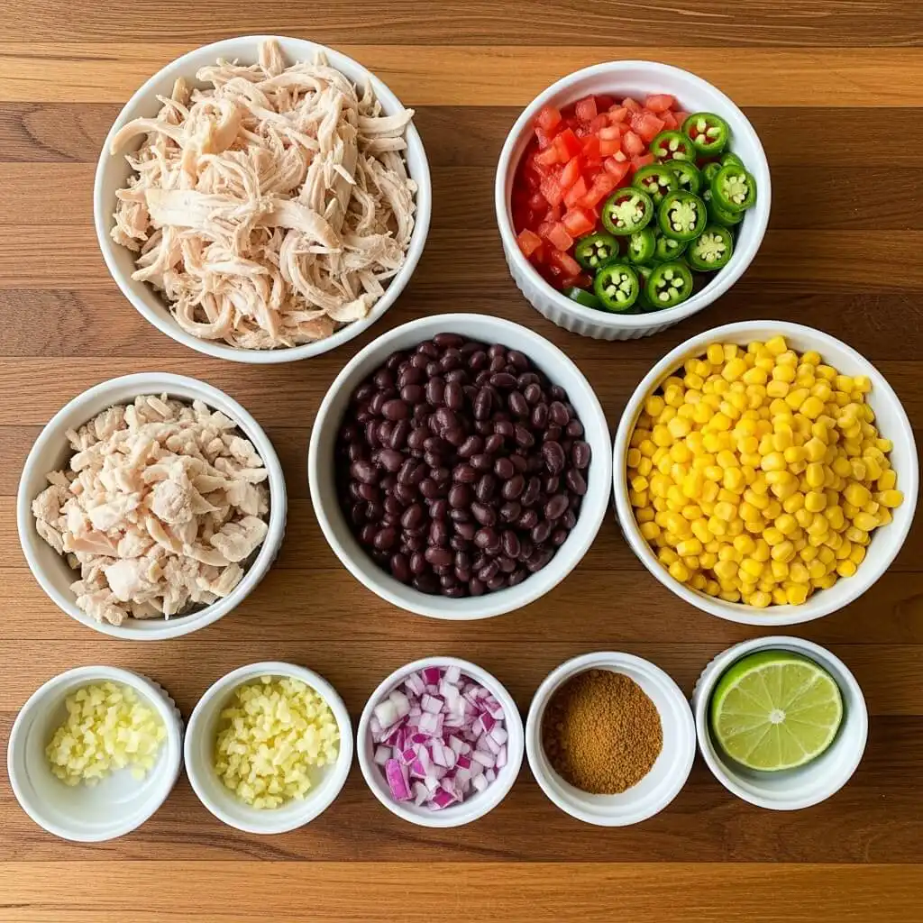 Chick Fil A Chicken Tortilla Soup ingredients flat lay