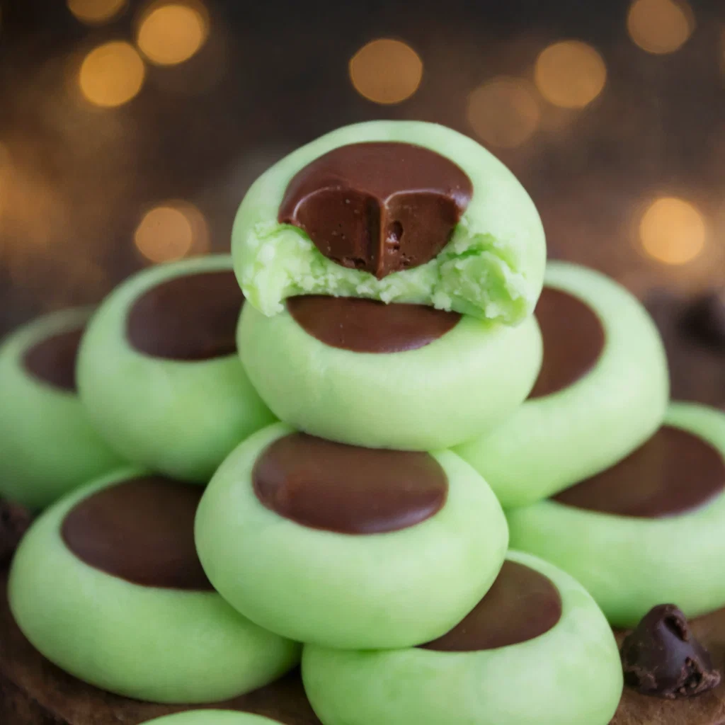 Chocolate Mint Cream Cheese Buttons dessert close-up