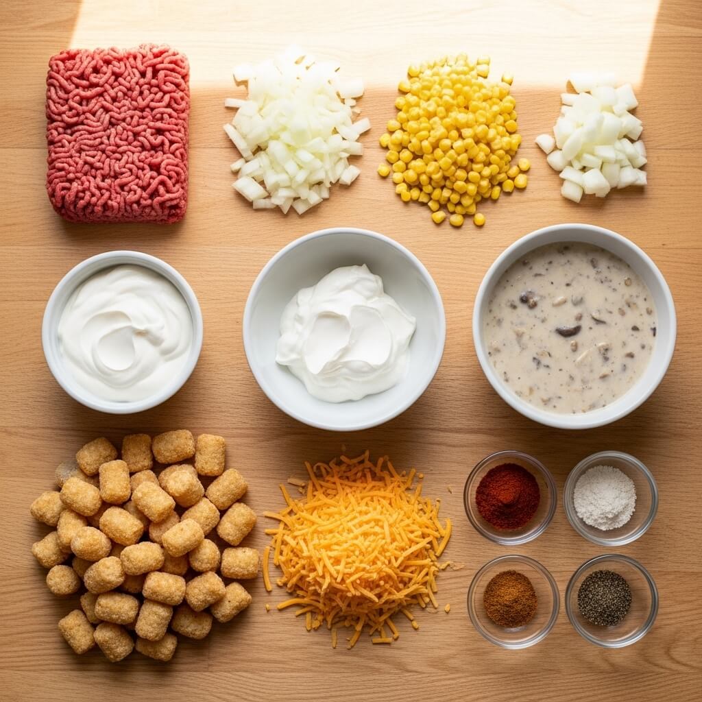 Cowboy Beef Tater Tot Casserole ingredients
